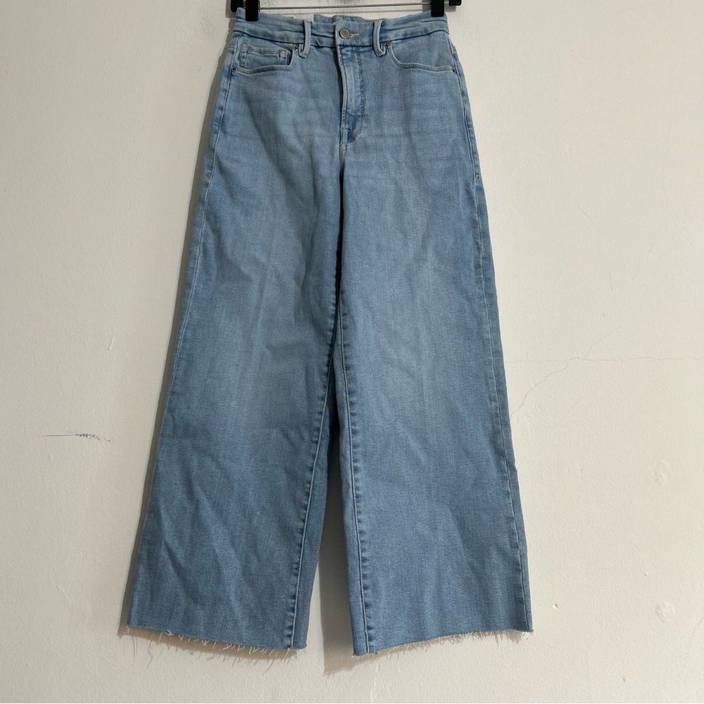 Good American Good Waist Cropped Palazzo Jeans Indigo862 Size 27 4